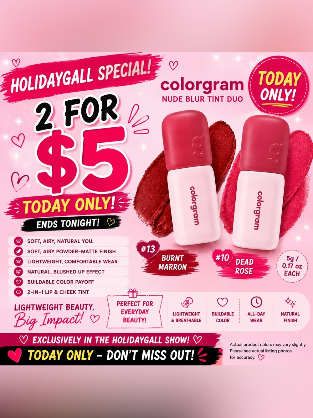 HOLIDAYGALL SPECIAL | 2 Colorgram Nude Blur Tint Duos for ONLY $5!